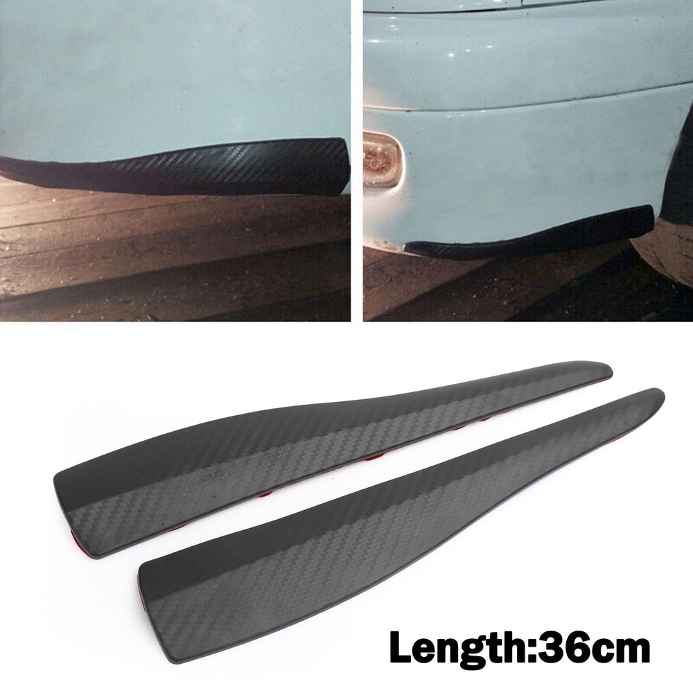 2pcs 36cm Carbon Fiber Car Bumper Lip Guard Anti-Collision Strip