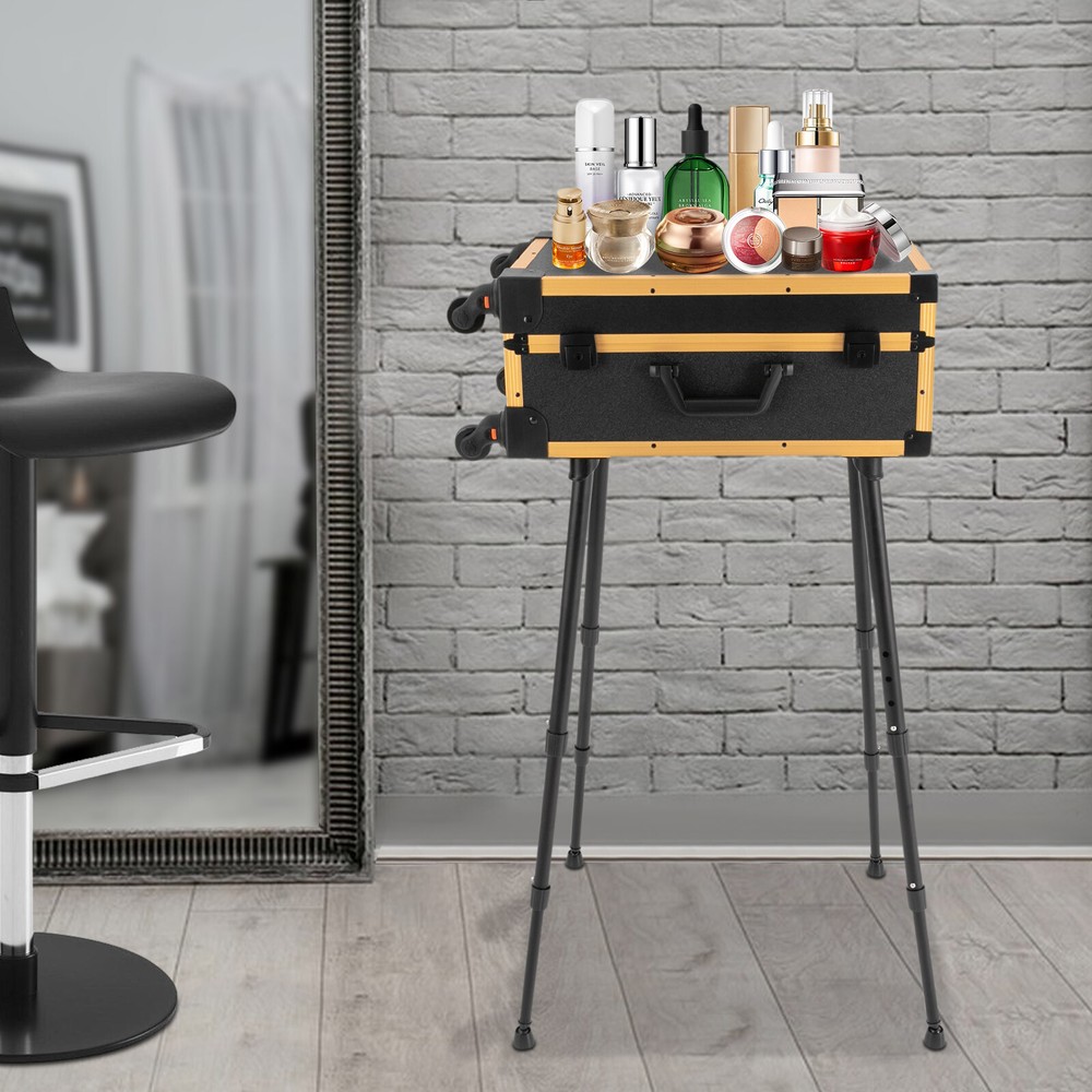 LED Lighted Rolling Makeup Case Trolley with Organizer & Mirror