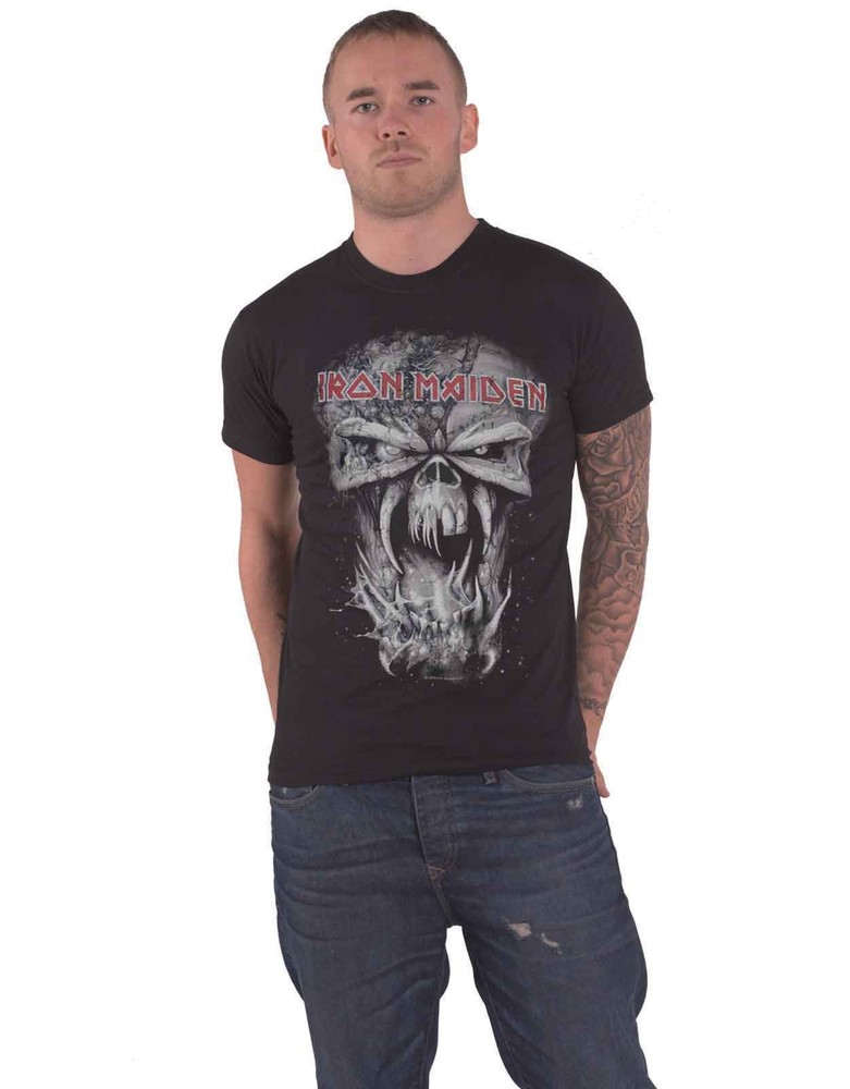 Iron Maiden Mens Black Final Frontier Eddie Vintage Logo Official T-Shirt
