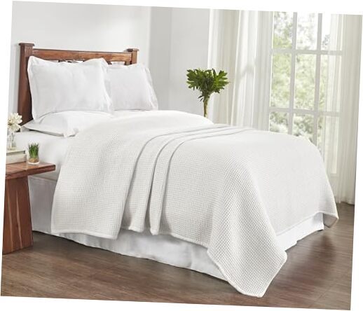 - Blanket, Soft Waffle Cotton Blanket, Cozy Full/Queen Samantha Bright White
