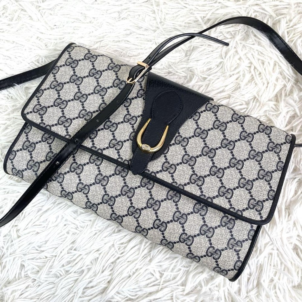 Gucci GG Supreme Brown Leather Two-Way Shoulder Bag Preowned
