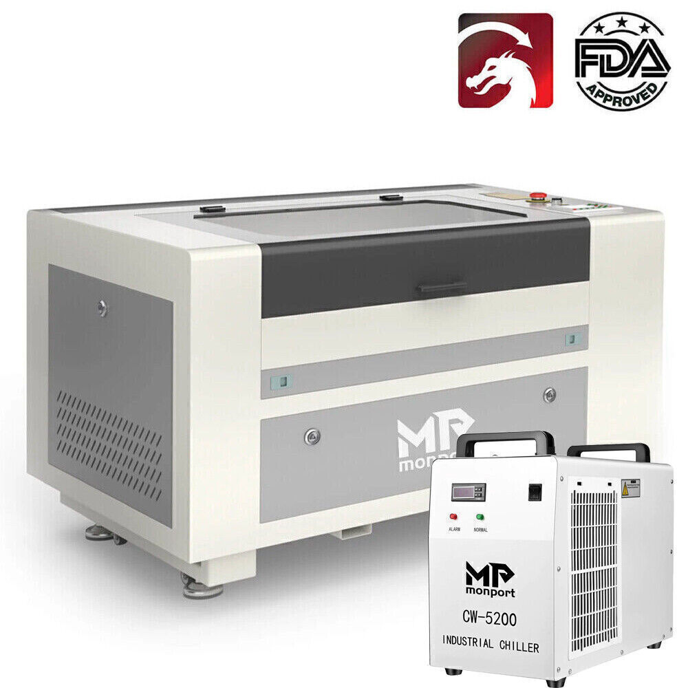Monport 60W 16x24in Autofocus CO2 Laser Engraver Cutter w. CW5200 Water Chiller