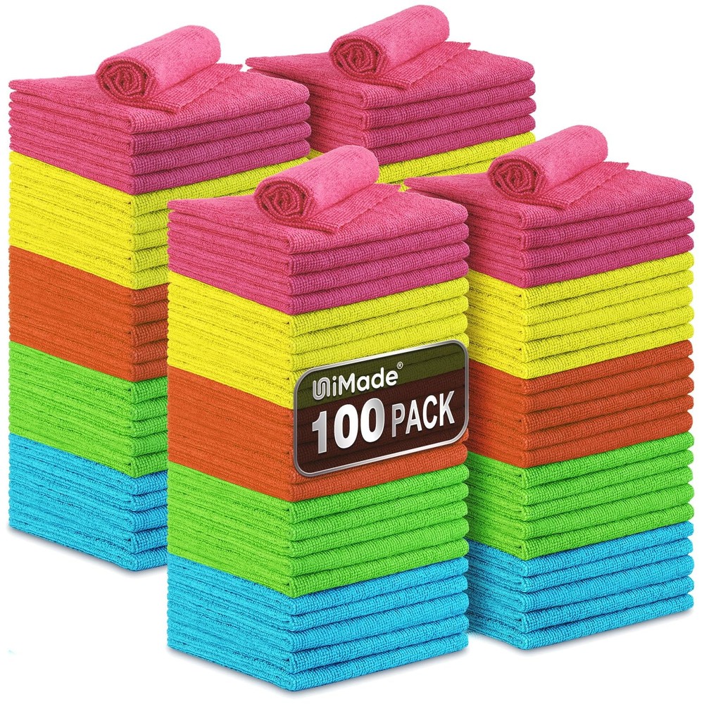 Microfiber Cleaning Cloth, 100PK Commercial Grade Work Rags Microfiber Towels...