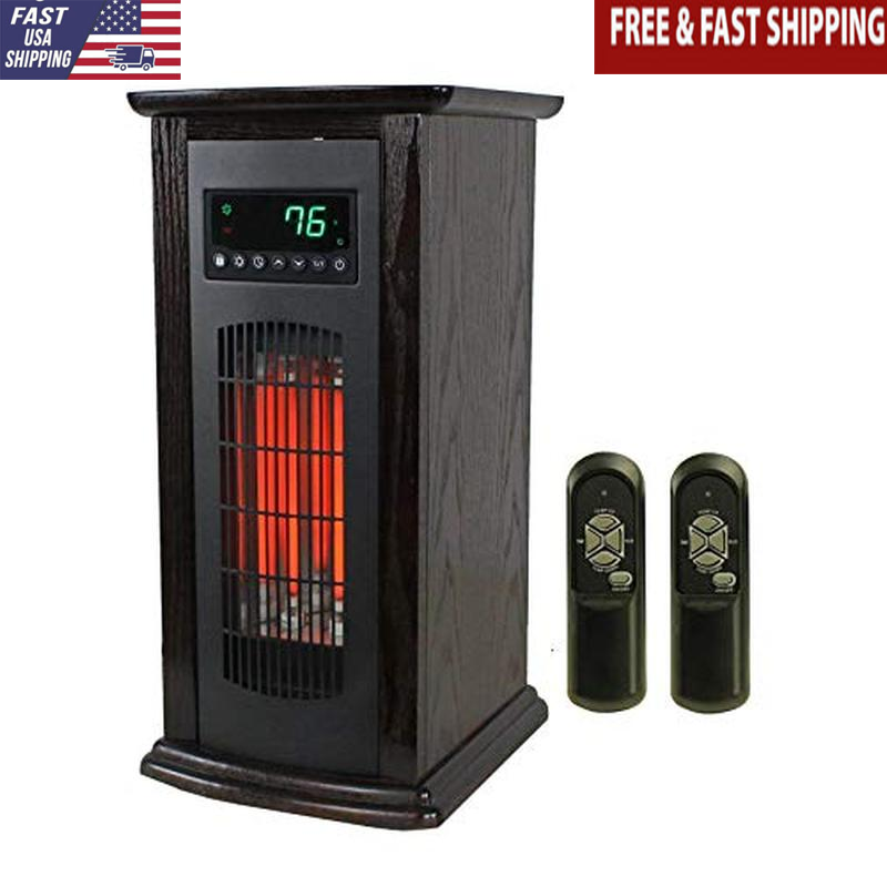 Portable Infrared Quartz Tower Heater Indoor Space Heating Remote Control Safety