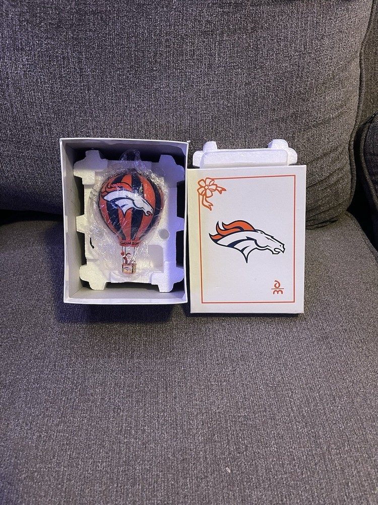 Danbury Mint 2003 DENVER BRONCOS Christmas Ornament HOT AIR BALLOON w/ Box + Tag