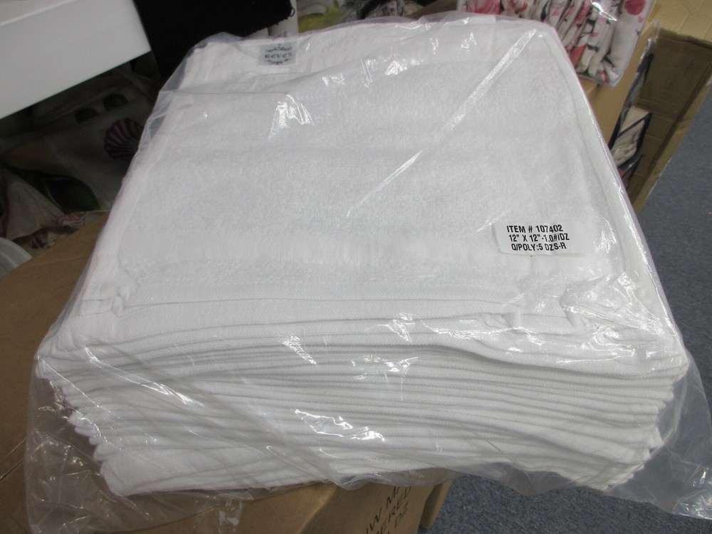 12x12 White  Washcloths Rags Bath/Craft/Kitchen/Garage/Face 1 LB Per Dozen REVEL
