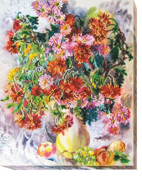 Bead embroidery kit Chrysanthemums needlework kit Art canvas beadwork pattern