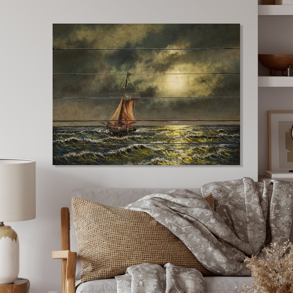 Designart 'Paintings Sea Landscape' Nautical & Coastal Wood