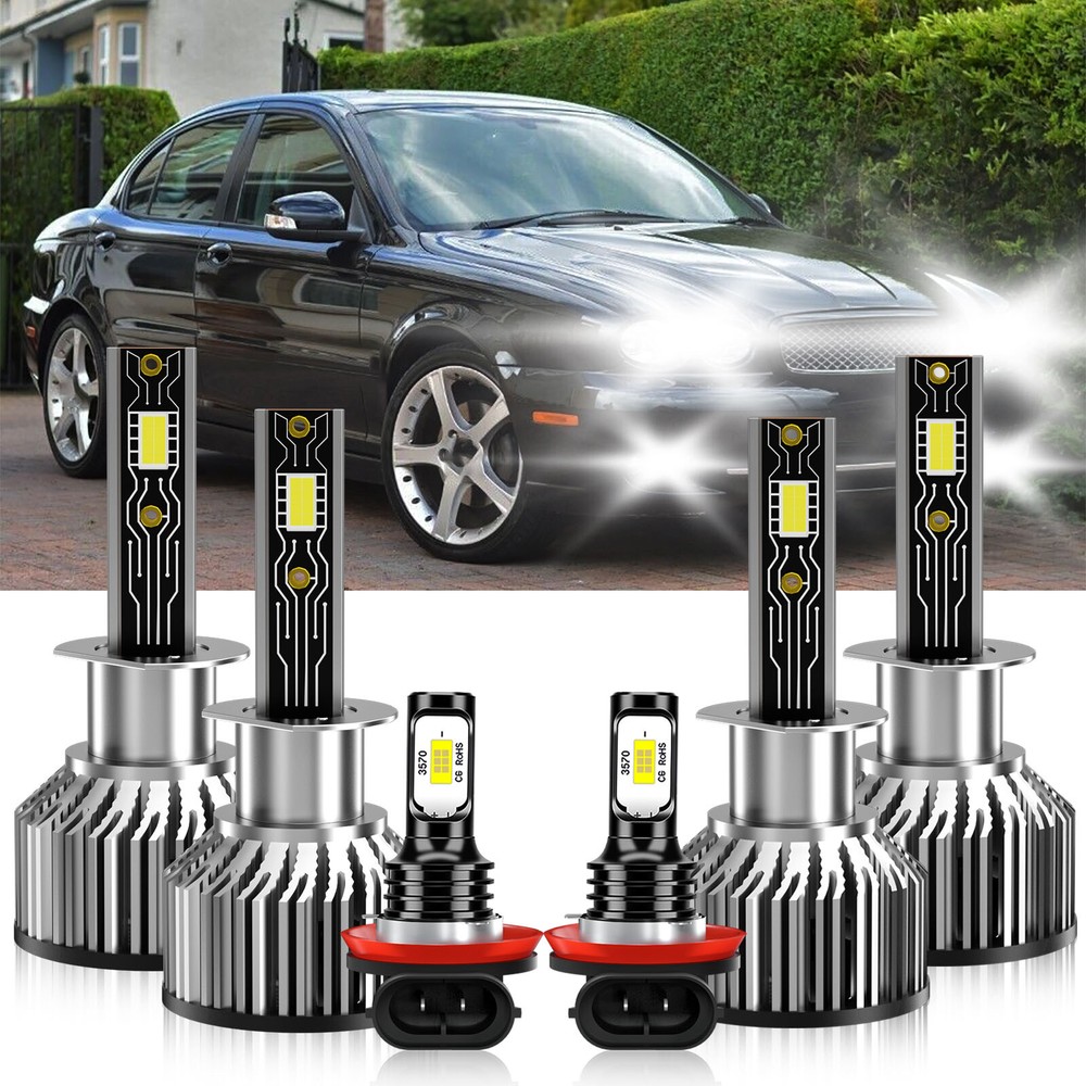 For Jaguar X-Type 2004-2008 6x Combo H1+H1 H11 LED Headlight Bulbs Fog light