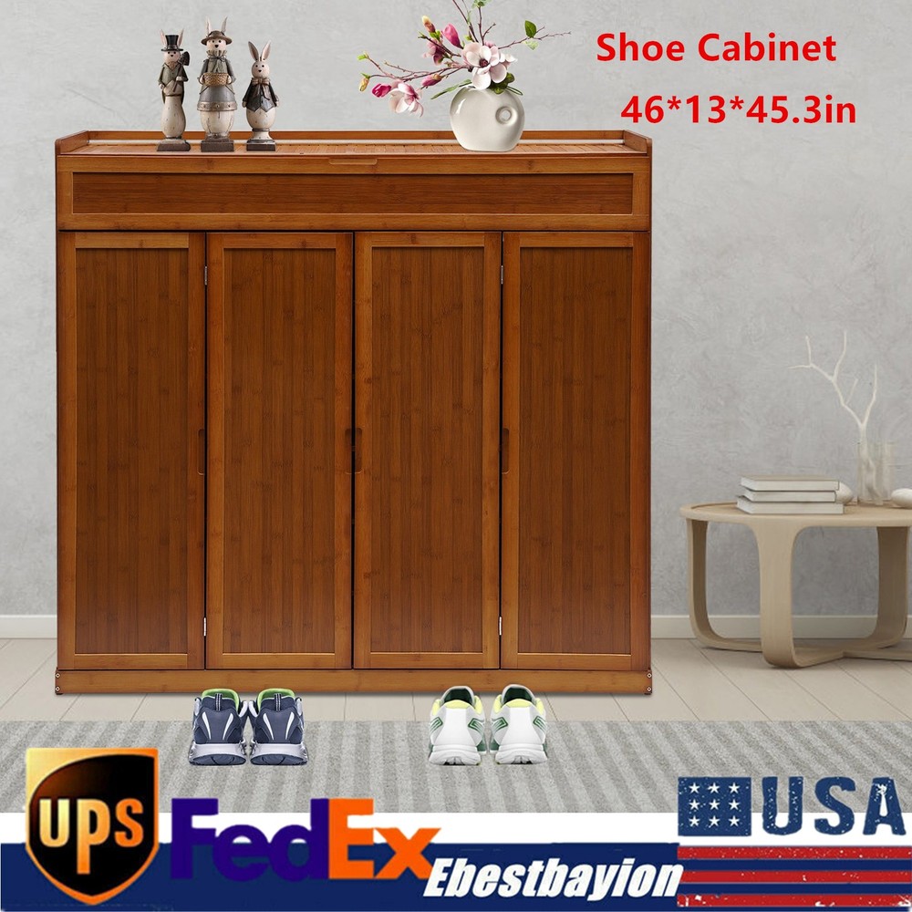 7-Tier Rectangular Brown Shoe Cabinet for Entryway Storage Organizer