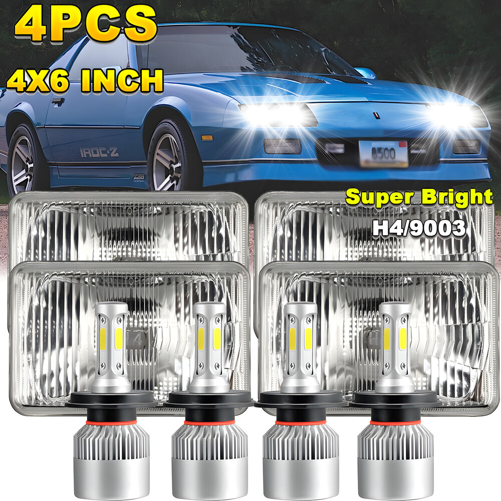 4x6 LED Headlights Hi/Lo Beam H4 for 1982-1992 Chevrolet Camaro Iroc-Z Z28