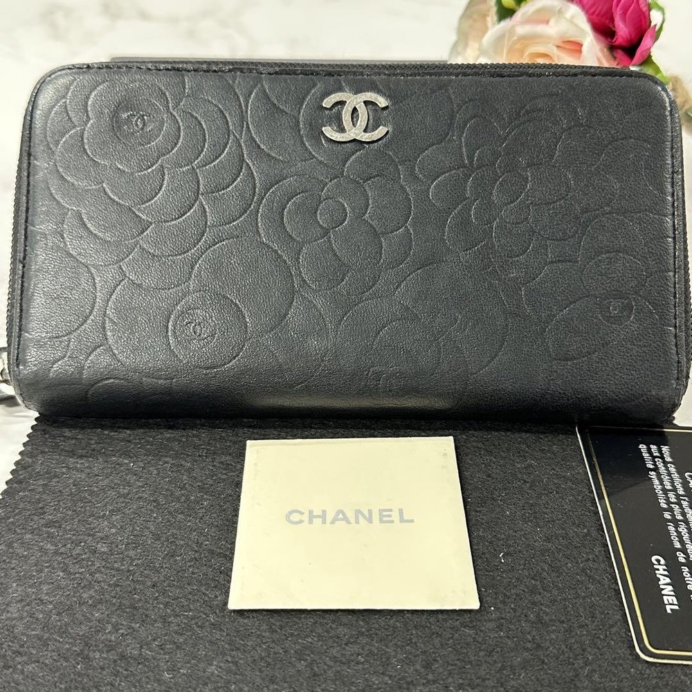 Chanel Wallet Long Camellia Round Zipper
