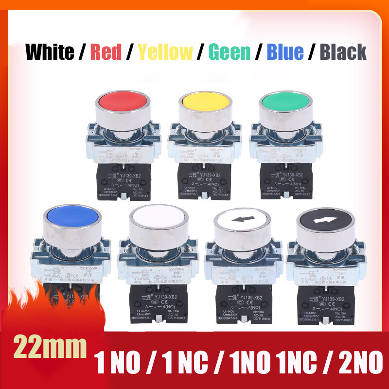 22mm Momentary Push Button Switch NO NC 220V 10A Flash Head Multicolor