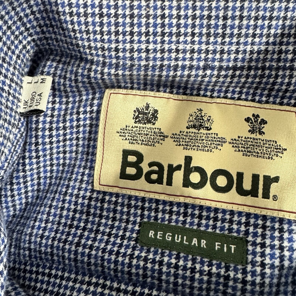 Barbour Mens M Houndstooth Thick Button Down Casual Shirt