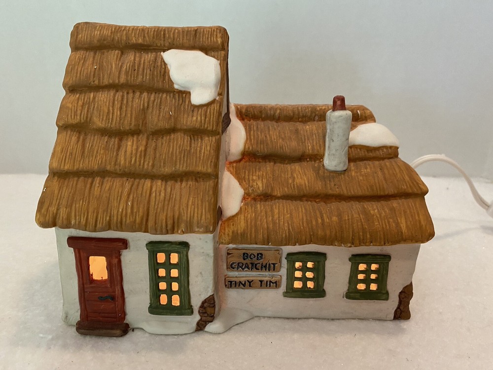 Dept 56 Dickens Village Bob Cratchit Tiny Tim Cottage 6500-5 Excellent Condition