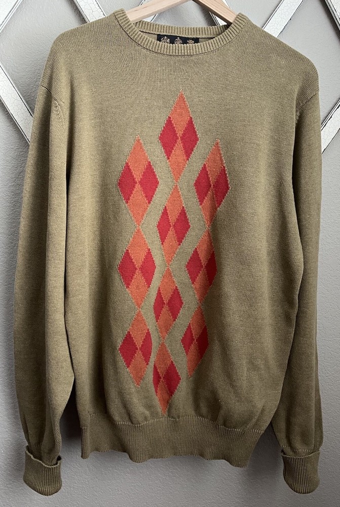 Barbour Mens XL Cotton Diamond Sweater Made in Scotland