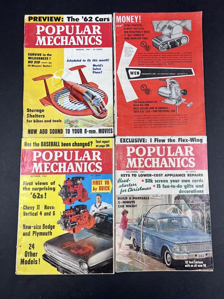 Vintage Popular Mechanics Magazine Lot 1961 August, September, October, November
