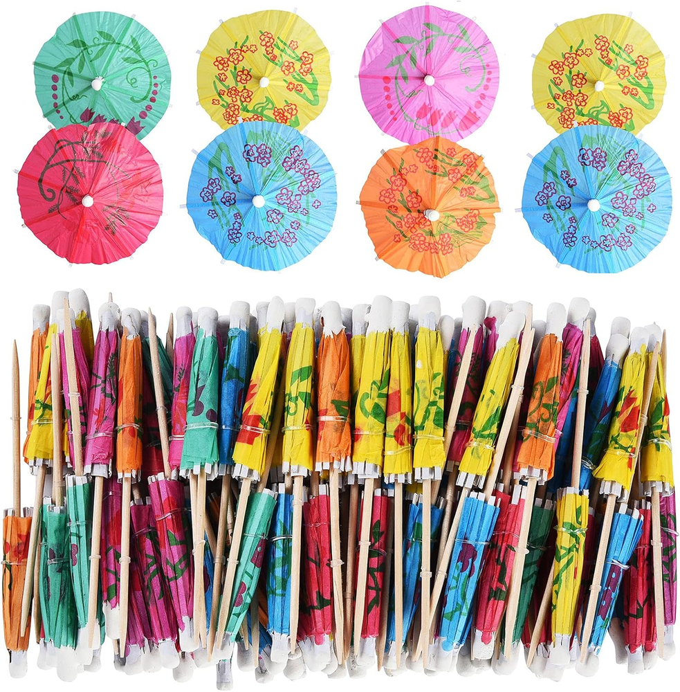 144-Pack Cocktail Umbrellas, Cupcake Toppers, Luau Parasols, and Toothpicks