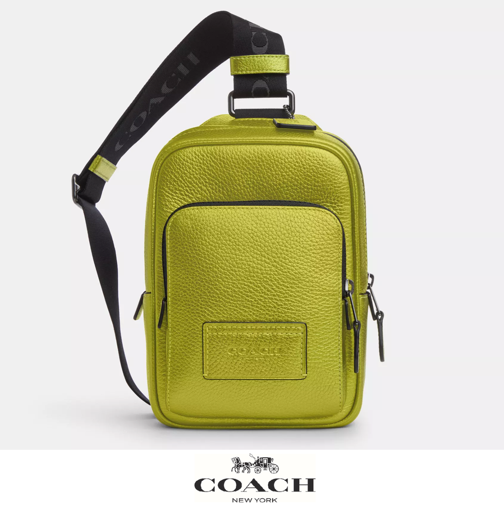 NWT Coach Track Pack 14 Crossbody in Metallic Citrine CP141