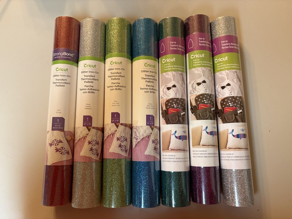 Cricut Glitter Iron-On HTV Bundle 7 Rolls 12x19 Assorted Colors HTV Multicolor