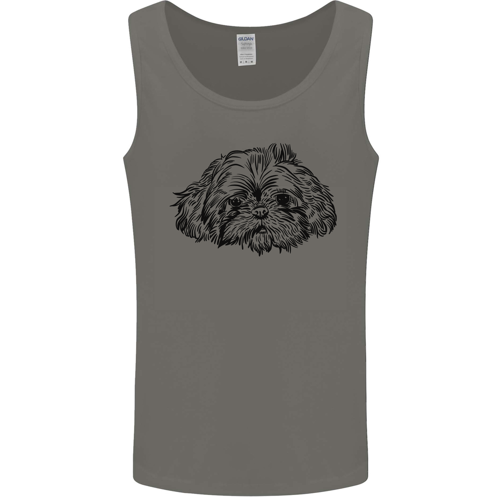 Shih Tzu Drawing Dogs Mens Vest Tank Top