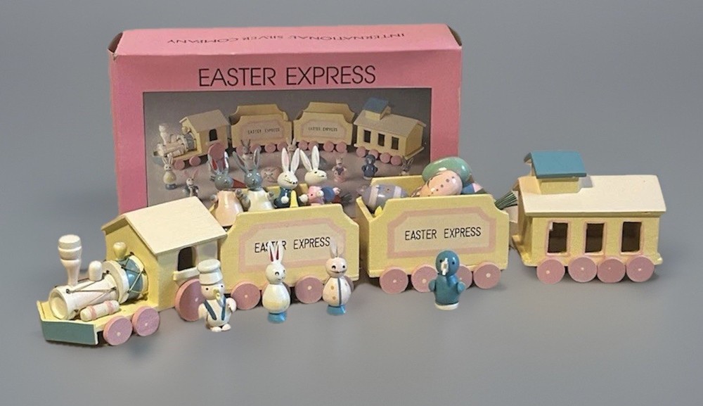 1993 Easter Express Wooden Train•Complete 20 Piece Set•Original Box•Hand Painted