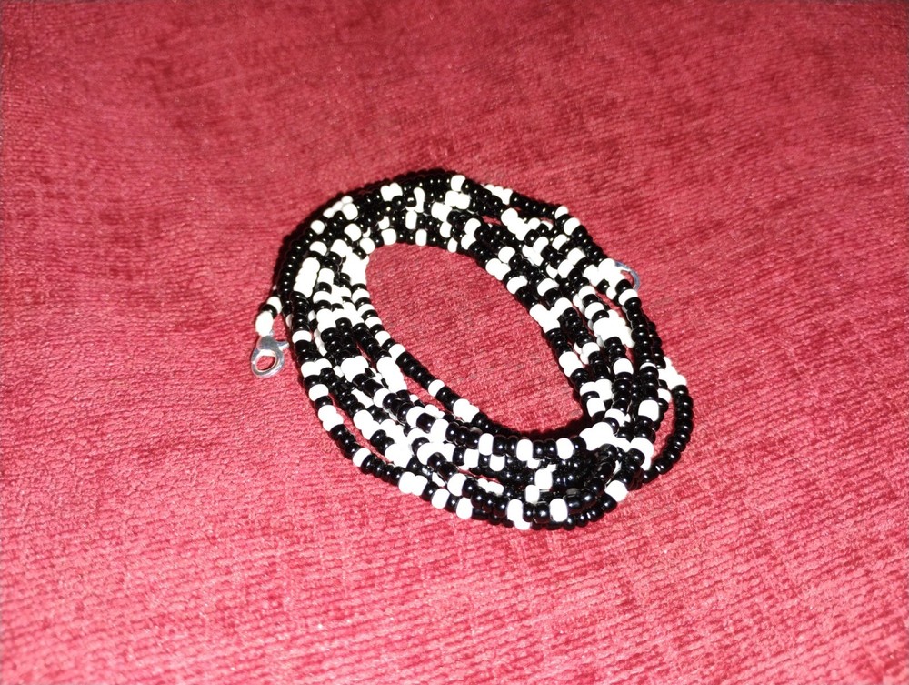 Black and white zebra print waist beads for stylish adornment