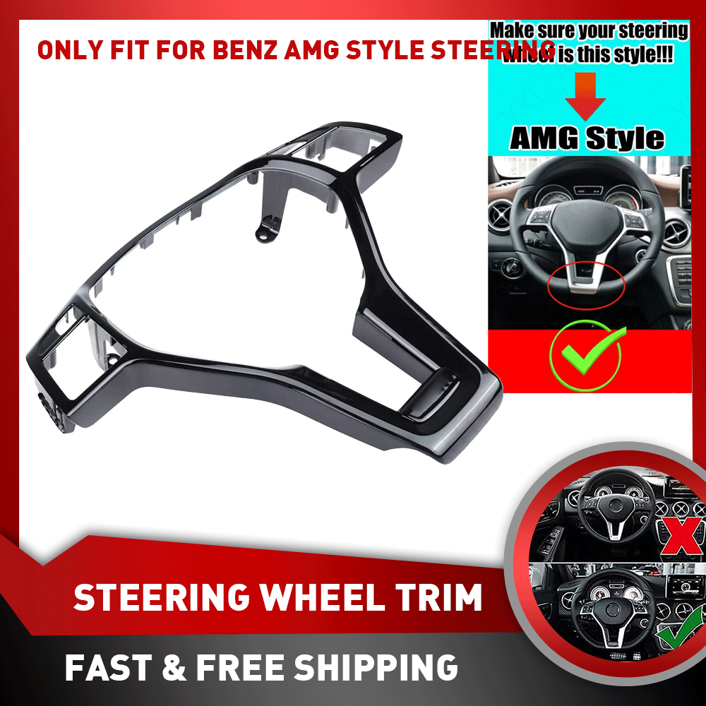 For Mercedes Benz W204 W207 W212 C-Class CLA250 Black Steering Wheel Trim Cover