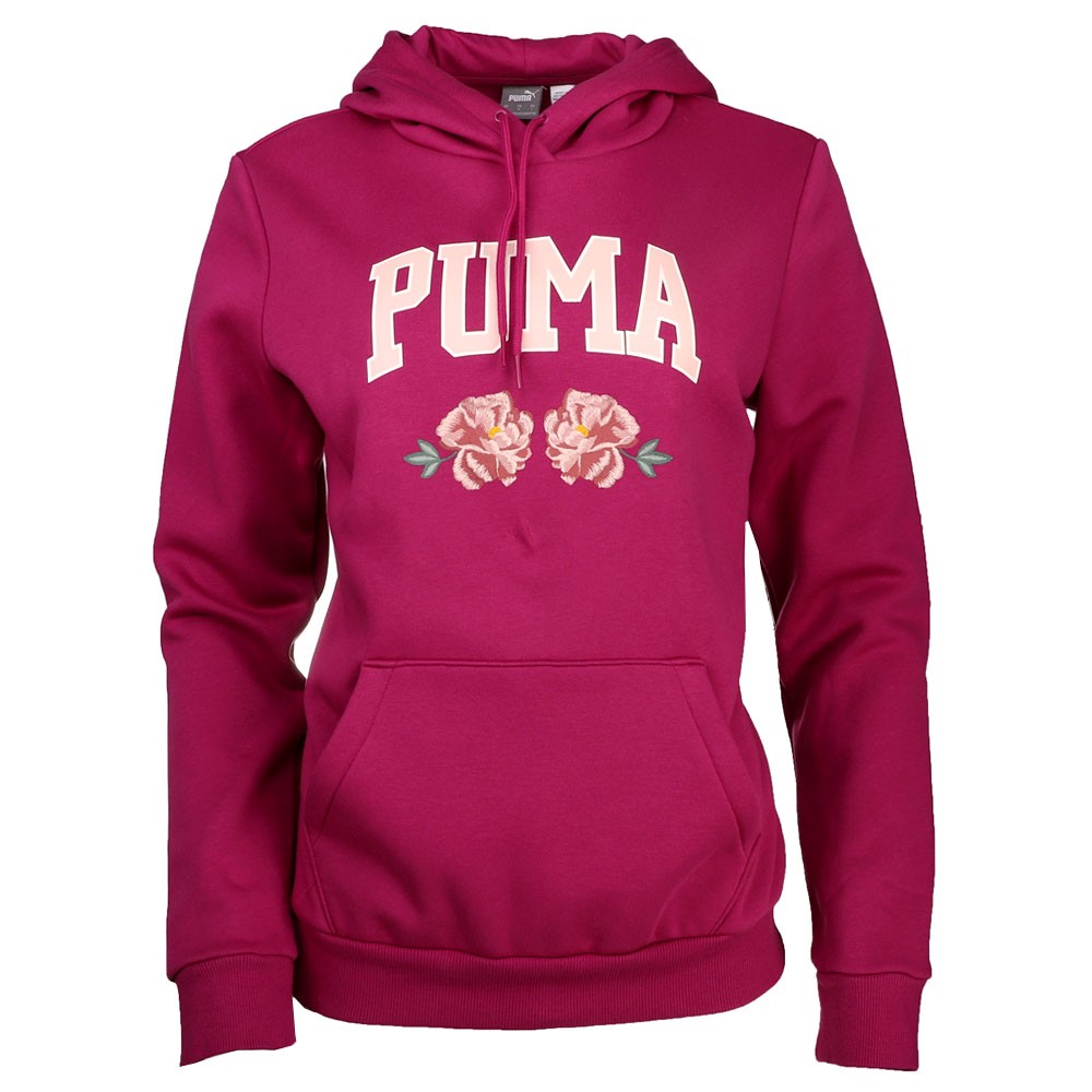 PUMA Faux Embroidery Floral Pullover Hoodie Womens Red Casual Outerwear 68441045