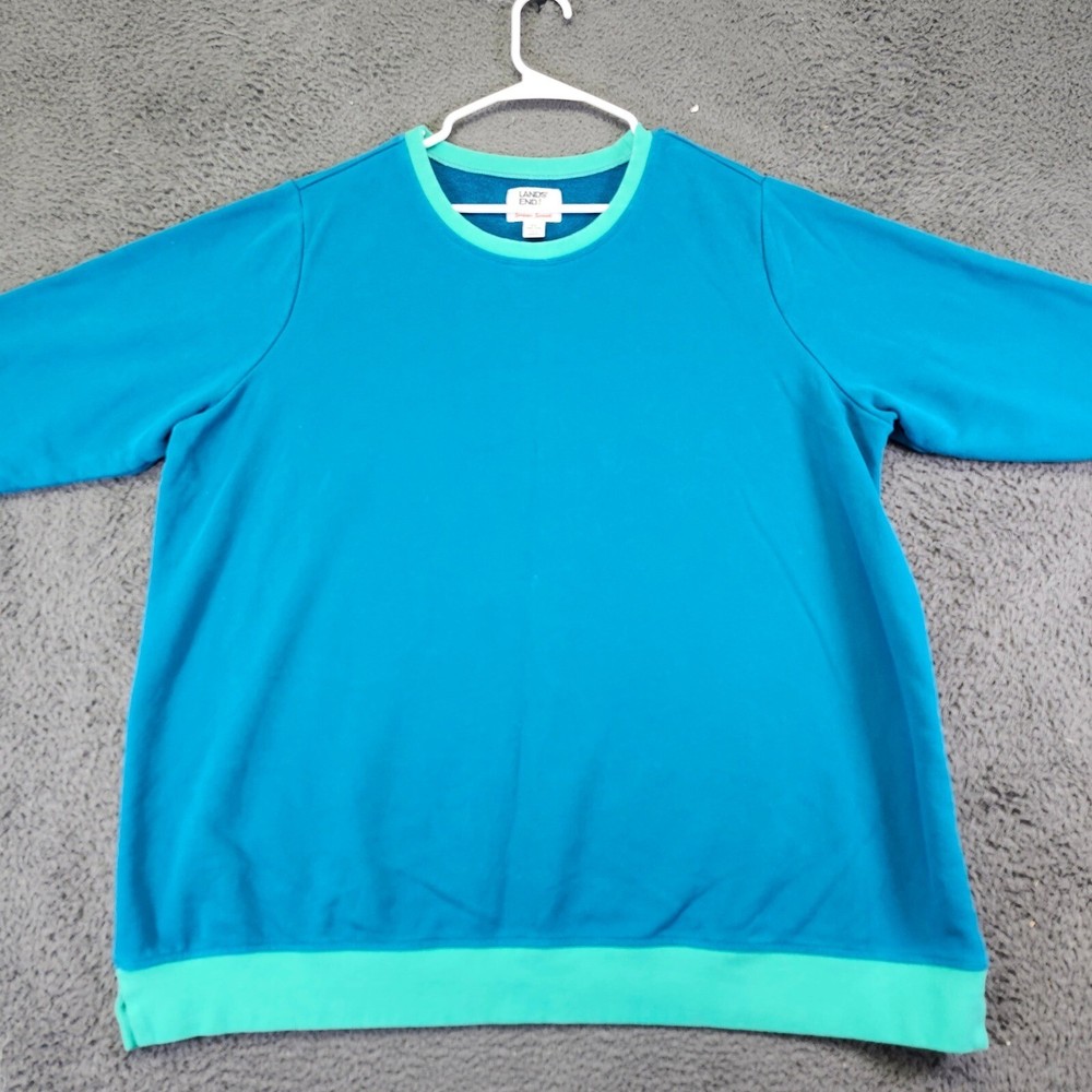 Lands' End Serious Sweats Pullover Sweatshirt Colorblock 2X 20W-22W