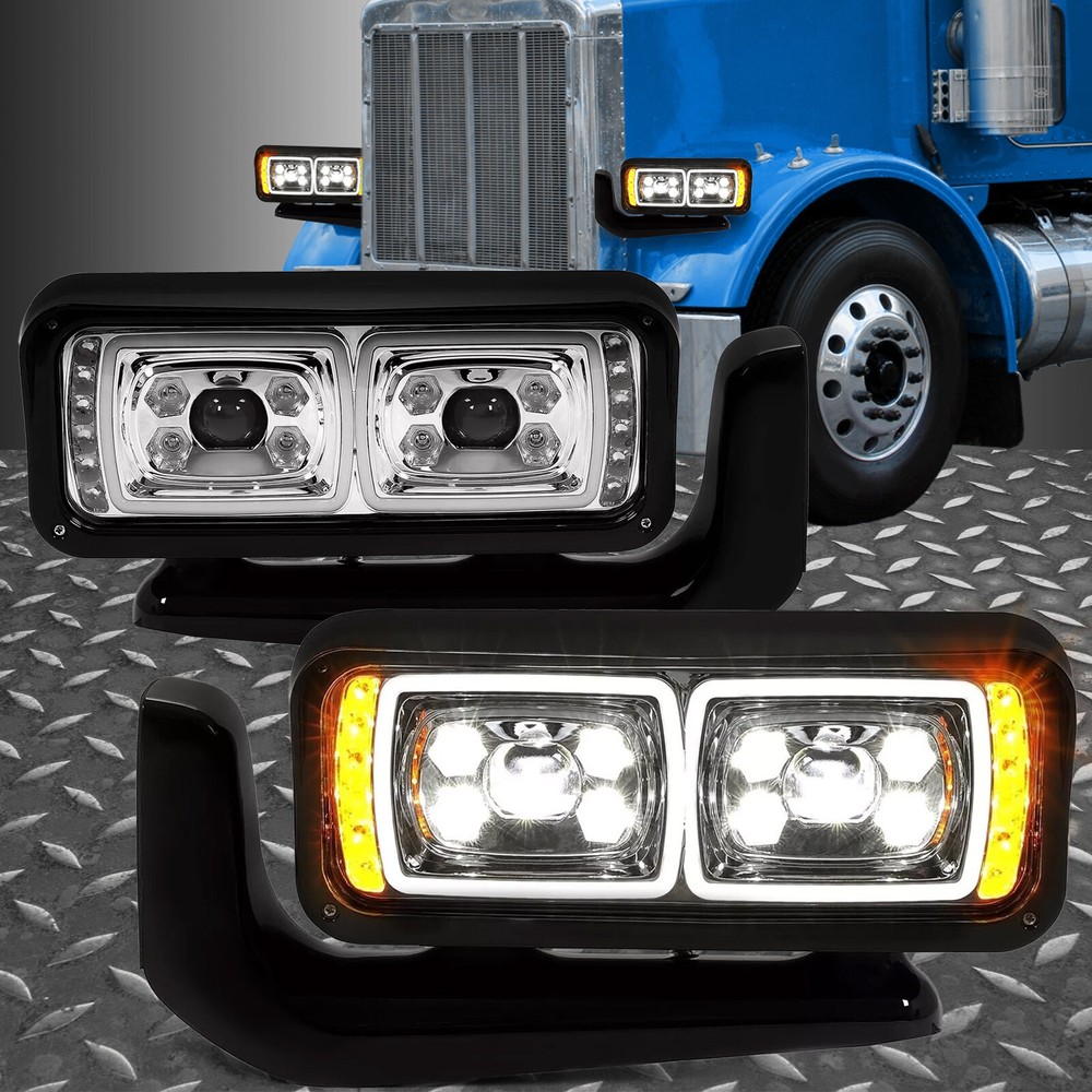 Full LED Headlight Assembly with Mounting Arm for Peterbilt 378 379 359 389