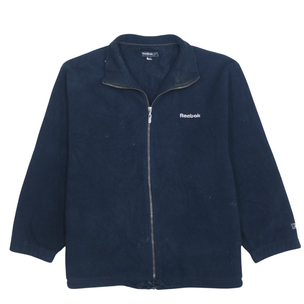 Reebok Mens Fleece Jacket Navy Blue Full Zip High Neck Embroidered Logo Warm M