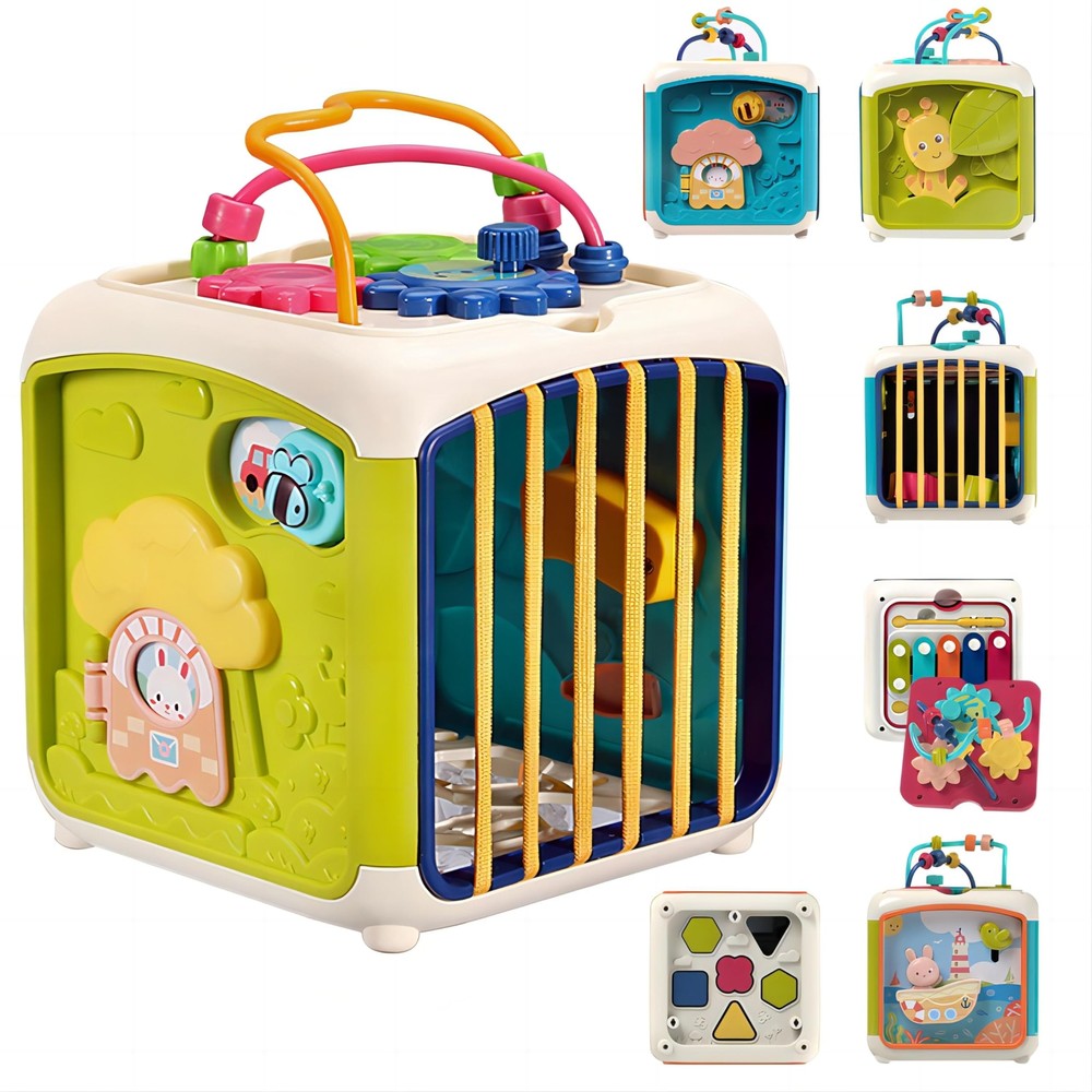 Montessori Activity Cube 7-in-1 Montessori Toys for 1 2 3 Year Old Baby Boys ...