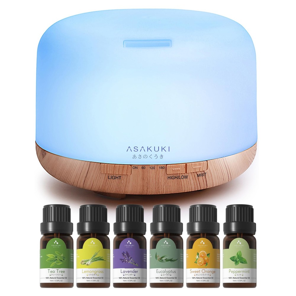 500ml Aromatherapy Oil Diffuser with 14 Essential Oils Set