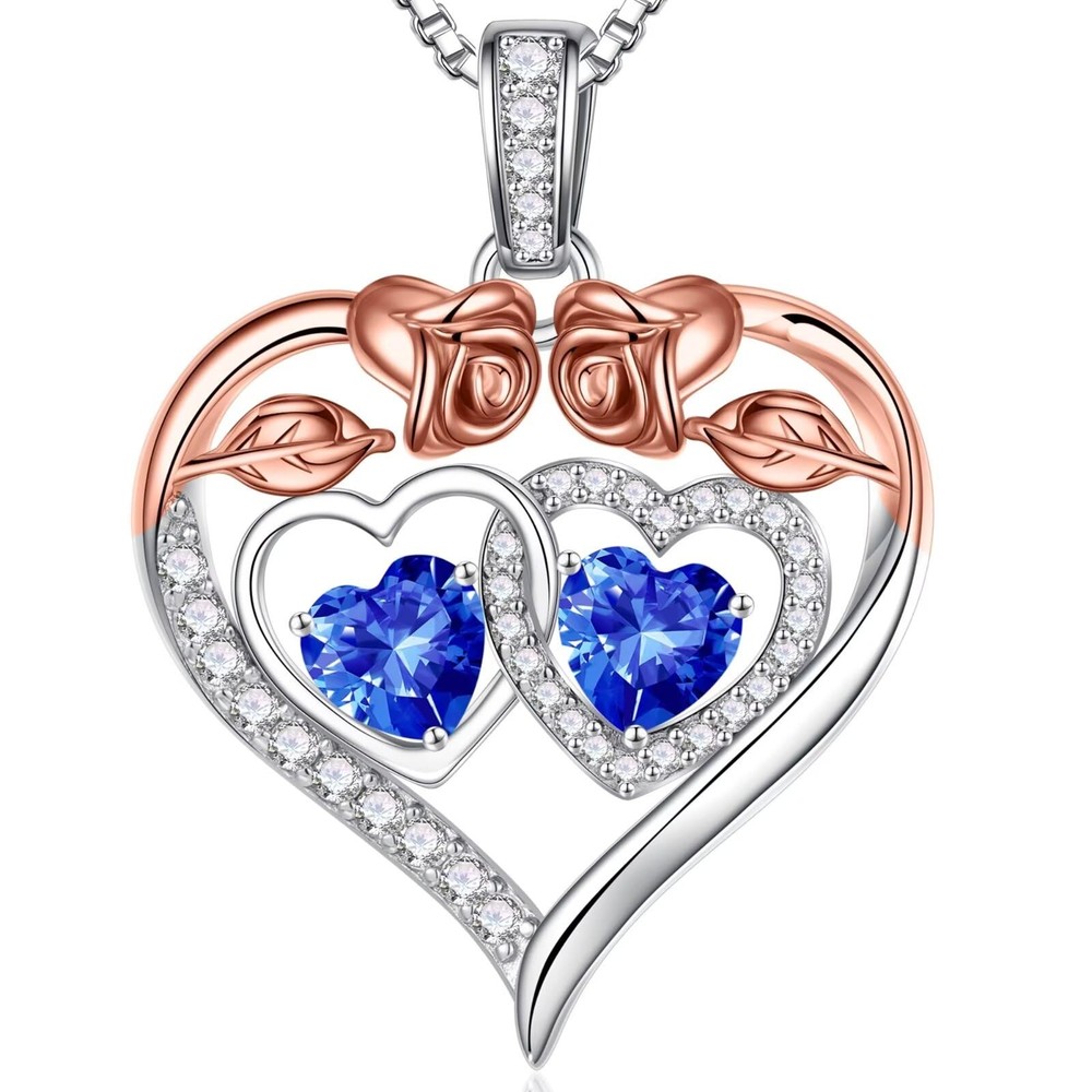 Anniversary Birthday Gift for Her Women Wife Birthstone Jewelry Blue Sapphire...