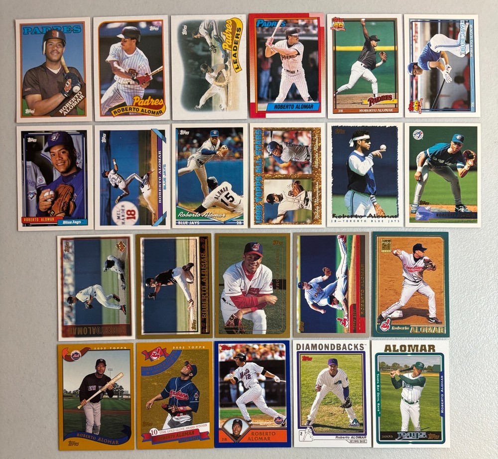 Vintage Roberto Alomar Topps Baseball Card Lot - 22 Cards from 1988-2005