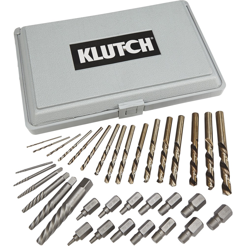 Klutch 35-Pc Screw Extractor and Drill Bit Set for Easy Removal