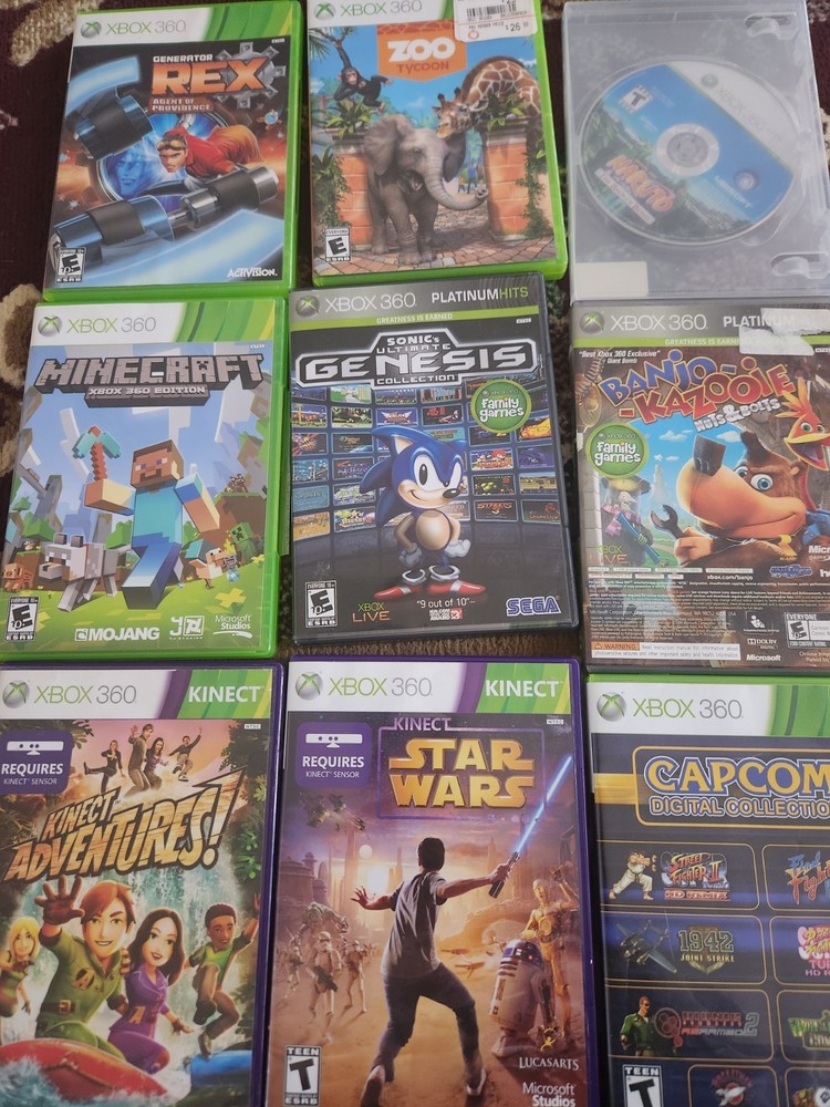 Microsoft Xbox 360 Kinect Family Games Lot Of 9 - 2 Kinect Games Included Works