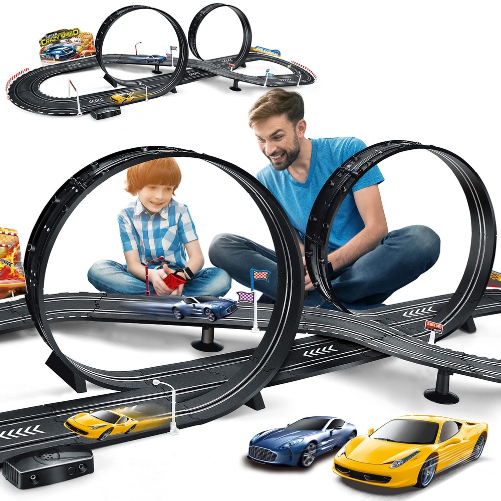 Slot Car Race Track Set Electric Powered Race Track Dual Racing Car Track Set