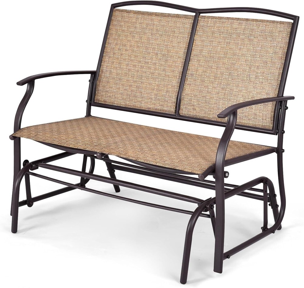 Tangkula 2-Person Outdoor Glider Bench with Headrests for Patio or Garden