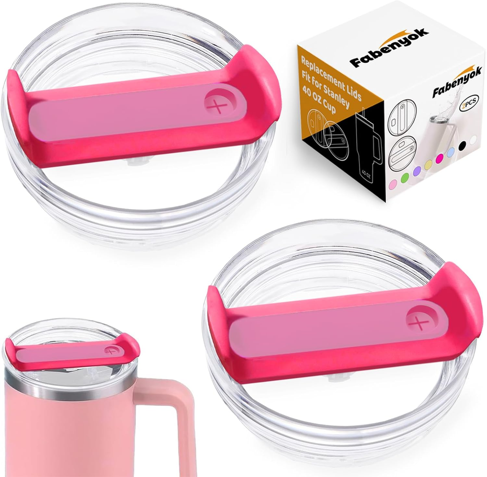 40oz Tumbler Lid Replacement 2-Pack Clear Fit for Stanley Cup