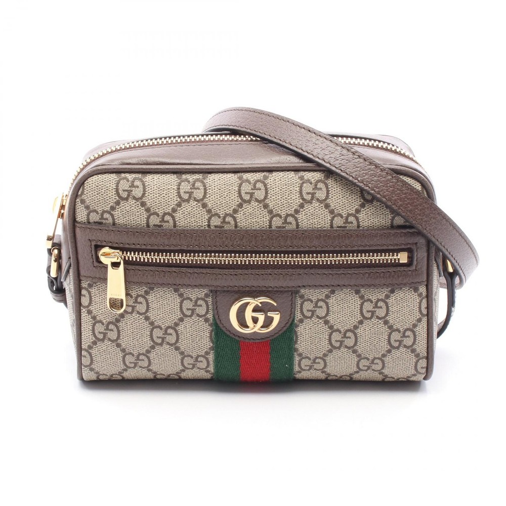 GUCCI Ophidia GG Supreme Mini Shoulder Bag Canvas Leather Beige Brown Multi NEW