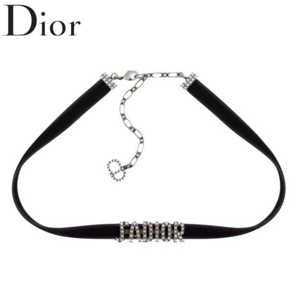 Christian Dior JAdior Black Velvet Metal Choker Necklace
