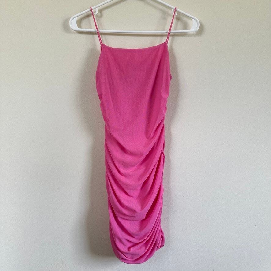 Hello Molly Favorite Things Mini Dress Hot Pink Bodycon Spaghetti Strap Sz 4