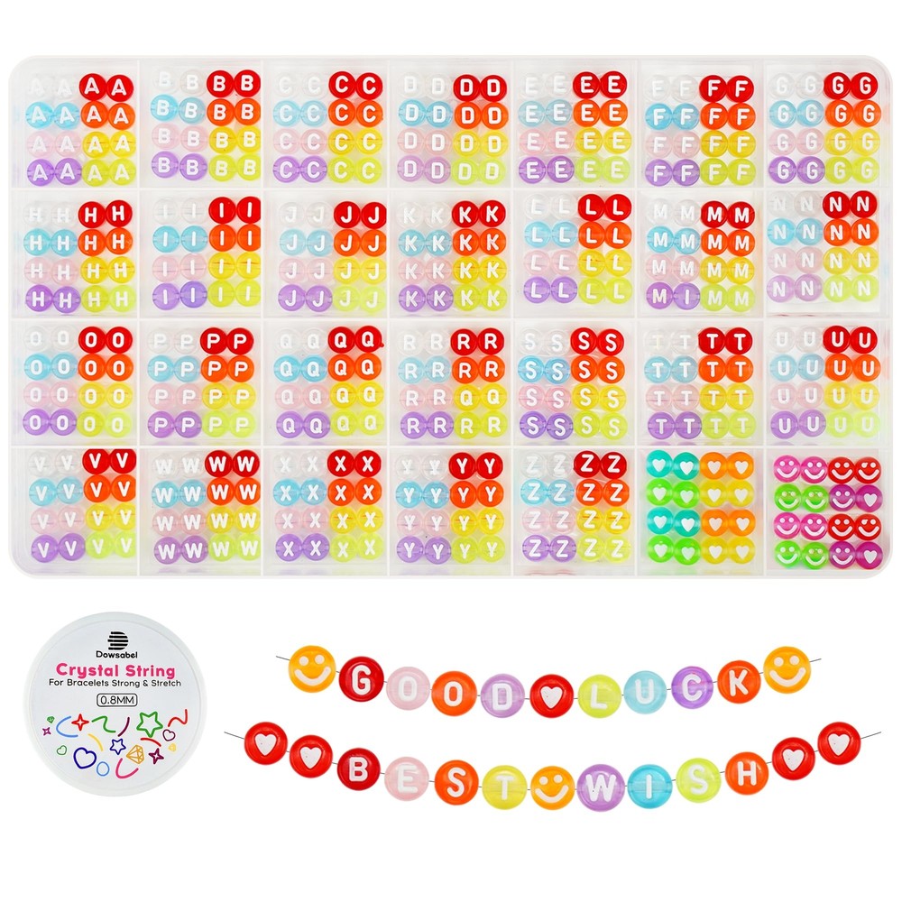 Dowsabel 1400 PCS 4th of July Letter Beads 28 Styles DIY Friendship Bracelet Making Kit  