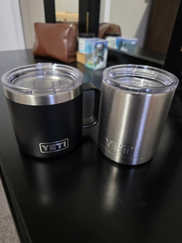 YETI Rambler 14 oz Black Stackable Mug with 10 oz Silver Lowball