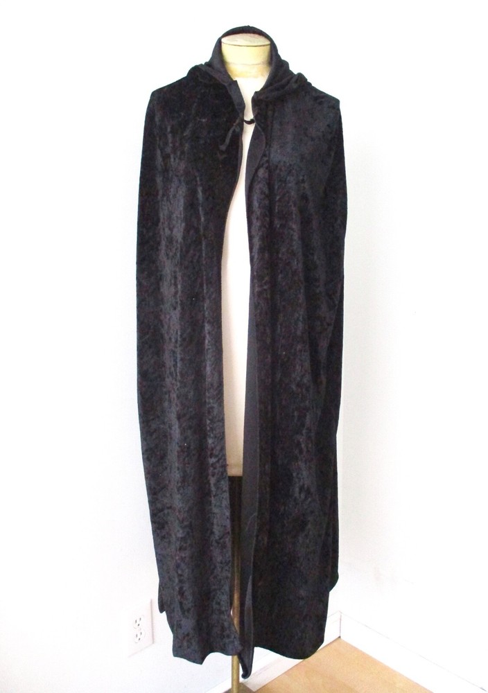 Black Velvet Hooded Cloak Cape for Cosplay and Costumes