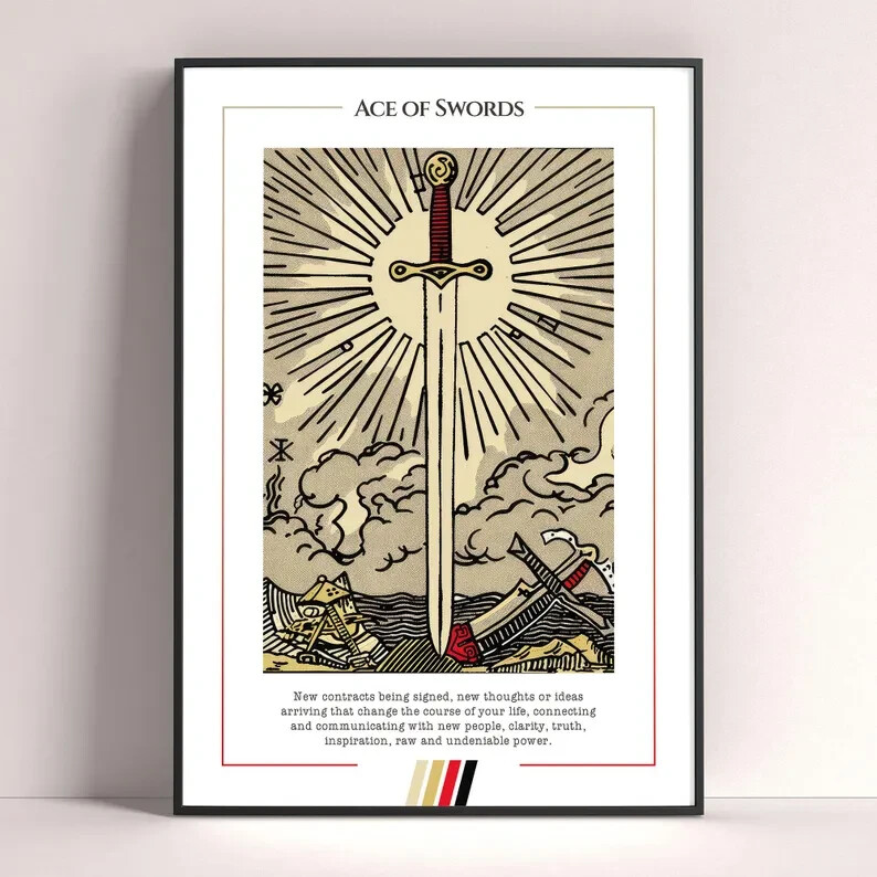 Ace of Swords Tarot Card Art Print Digital Download