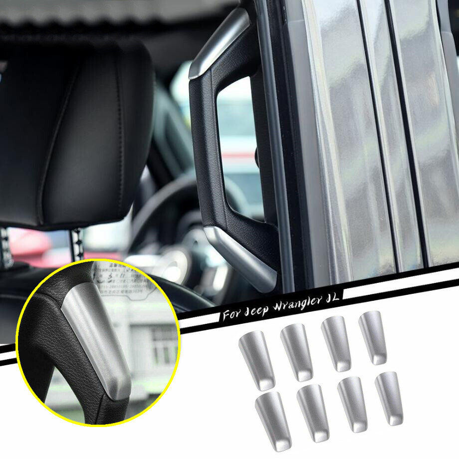 Jeep Wrangler JL 18-23 Silver A&B Pillar Grab Handle Covers