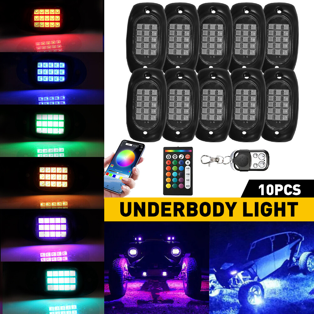 10Pods RGB LED Rock Lights Offroad Music Wireless Bluetooth Underglow Neon Light